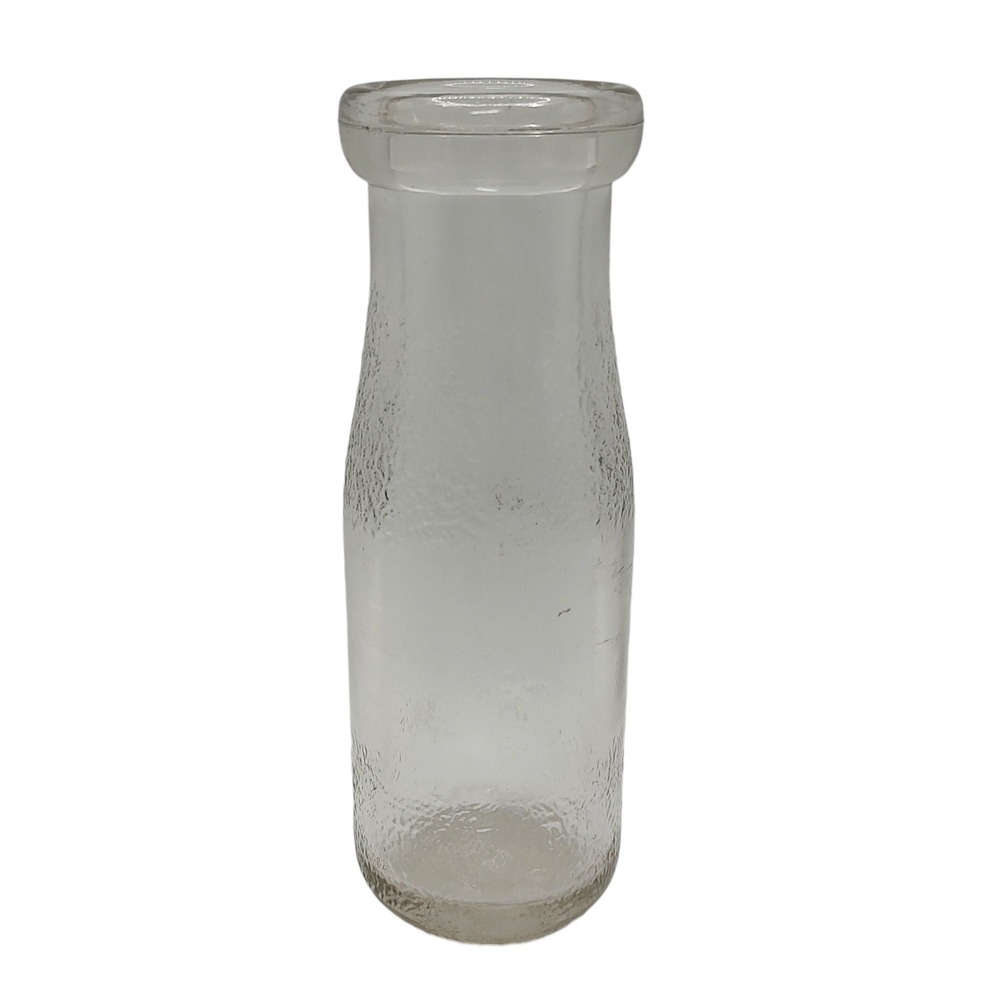 Vintage California Dairy Bottle Half Pint Clear Textured Glass Milk Bottle